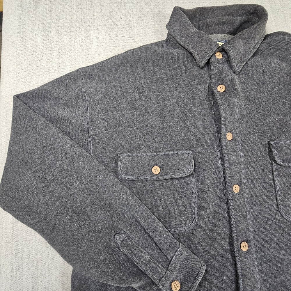 Tommy Bahama Men's Washed‎ Black Sweatshirt Button Down Long Sleeve Sz Large - Picture 3 of 13
